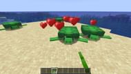 Finding and breeding turtles with seagrass (Image via Minecraft 1.19)